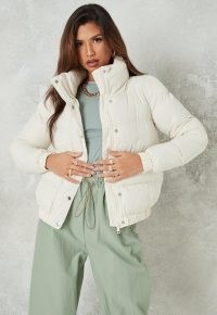 MISSGUIDED cream high neck puffer jacket ~ padded winter jackets