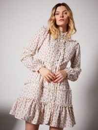 sister jane Rose Embellished Mini Dress / vintage floral prints / ruffled dresses