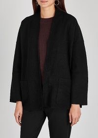 EILEEN FISHER Black boiled wool jacket ~ drop shoulder – open front jackets