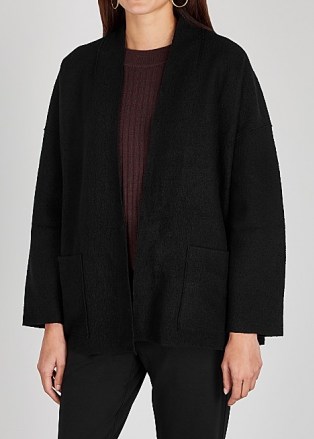 EILEEN FISHER Black boiled wool jacket ~ drop shoulder – open front jackets