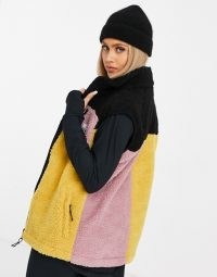 Eivy Lumberjackie sherpa gilet in multi ~ textured colour block gilets ~ sleeveless winter jackets