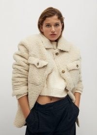 MANGO CABRETA Faux shearling jacket ~ beige textured jackets