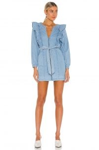 Free People Imogene Mini Dress | chambray fashion | lightweight denim dresses | ruffle detail