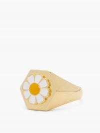 WILHELMINA GARCIA Gold-vermeil daisy signet ring ~ floral rings