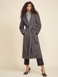 REFORMATION Gooding Coat in Grey ~ wrap style tie waist coats