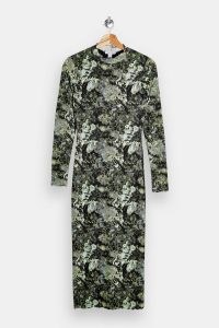 TOPSHOP Green Jersey Midi Dress