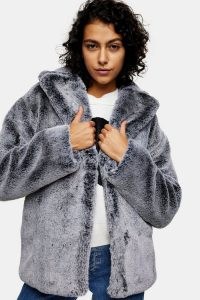 TOPSHOP Grey Two Tone Faux Fur Coat ~ winter coats