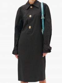 BOTTEGA VENETA Half-placket coated-canvas midi dress ~ LBD ~ stylish shirt dresses ~ effortless style day wear