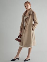 REFORMATION Hank Coat in Camel ~ light brown winter coats ~ luxe outerwear