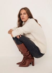 MANGO ROMA Heel leather boot ~ slouchy brown boots