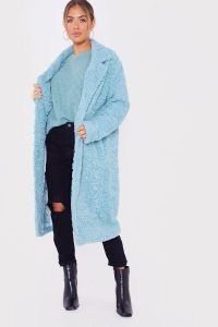 JAC JOSSA SAGE FAUX FUR LONGLINE COCOON COAT ~ textured winter coats