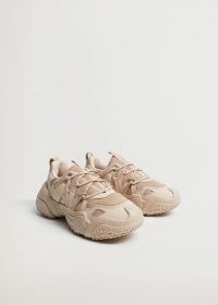 MANGO ACTOR1 Lace-up panel sneakers in Sand