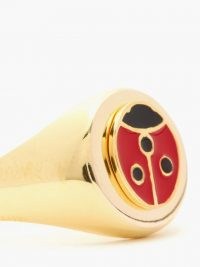 WILHELMINA GARCIA Ladybird enamel & 18kt gold-plated signet ring / insect themed rings / ladybirds