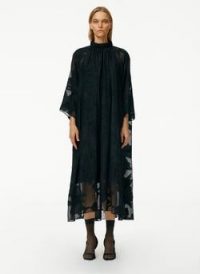 Tibi Lana Fil Coupé Shirred Neck Maxi Dress ~ floaty semi sheer dresses ~ LBD