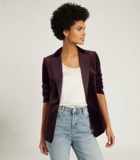 REISS OPAL VELVET BLAZER PLUM ~ rich autumn / winter colours ~ luxe blazers