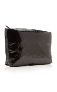 Kassl Padded Patent Leather Clutch in black / glossy crinkle effect bags