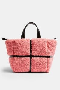 TOPSHOP Pink Faux Fur Vinyl Tote Bag ~ cute fluffy handbags