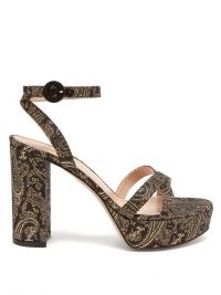 GIANVITO ROSSI Poppy 70 paisley-brocade sandals – glamorous platforms – seventies look platform shoes