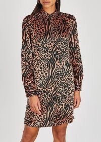 RAILS Selma animal-print satin shirt dress