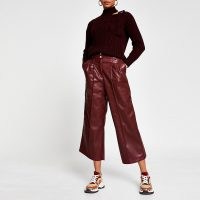 River Island Red PU pleat front cullottes