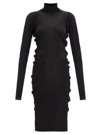 BOTTEGA VENETA Roll-neck rib-knitted cotton-blend sweater dress ~ fine ribbed roll-neck dresses ~ LBD