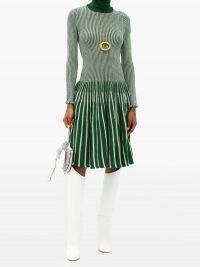 THEBE MAGUGU Roll-neck striped wool dress ~ green knitted dresses ~ beautiful knitwear