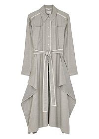 STELLA MCCARTNEY Leilani grey wool midi shirt dress ~ draped panel dresses