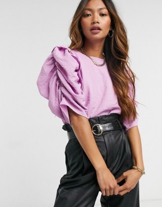 Vero Moda blouse with exaggerated sleeves in lilac