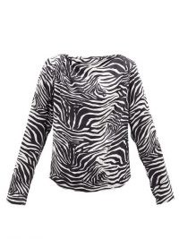 GAUGE81 Yamagata draped zebra-print silk blouse – mono animal prints – tops and blouses