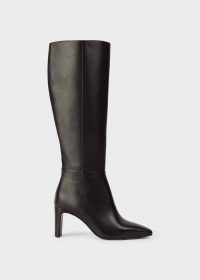 HOBBS ALMA LEATHER BLOCK HEEL KNEE BOOTS – black knee high boot – winter footwear