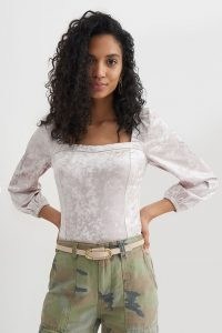 ANTHROPOLOGIE Jessima Velvet Top / square neck fitted tops