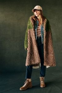 Hutch Audrey Colourblocked Faux Fur Coat ~ shaggy colour block winter coats