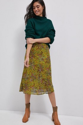 Maeve Cathryn Sequined Midi Skirt Yellow Motif