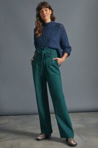 Maeve Corset Waist Trousers in Holly ~ green high tie waist pants