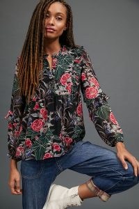 Daniel Rainn Aggie Floral Blouse – ruffle trim blouses