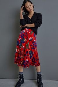 Super Nice Letters x Anthropologie Diana Pleated Velvet Midi Skirt / bright floral skirts