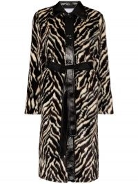 STAND STUDIO Aurora faux-fur midi coat / zebra print winter coats / vintage style glamour