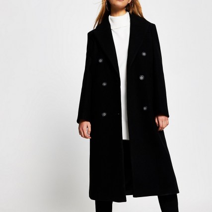 RIVER ISLAND Black wool longline boxy coat ~ classic coats