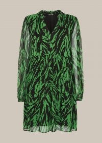 WHISTLES ZEBRA STRIPE TRAPEZE DRESS / wild animal stripes / black and green dresses