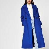 RIVER ISLAND Blue slouch long line coat