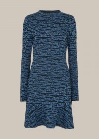 WHISTLES TIGER LEOPARD FLIPPY DRESS BLUE MULTI / mixed animal print dresses