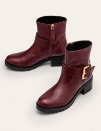 Boden Bristol Biker Boots / oxblood red buckle boots