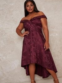 Chi Chi Curve Aliciya Dress ~ purple plus size party dresses ~ bardot occasionwear ~ off the shoulder