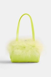 TOPSHOP CLUELESS Lime Green Feather Grab Bag ~ glam bags