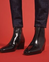 JIGSAW DARCY ANKLE BOOT LEATHER ~ black high shine square toe boots