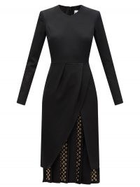 DUNCAN Delaporte eyelet-embellished pleated dress ~ asymmetric LBD