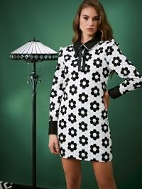 sister jane Daisy Deco Rabbit Dress / monochrome geometric floral prints