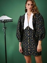 sister jane Josephine Jacquard Mini Dress / floral balloon sleeve dresses / oversized collars / big collar fashion