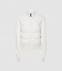 REISS ELLIS HYBRID JERSEY PUFFER JACKET WHITE ~ casual zipper jackets ~ weekend outerwear