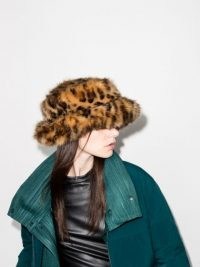 Emma Brewin leopard faux-fur bucket hat – fluffy winter hats – animal print accessories